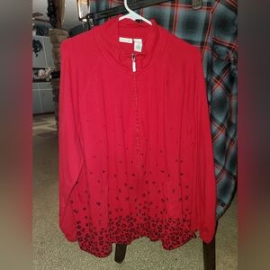 Red/black Lepard Print Kim Rogers 2x Zip Up Cardigan